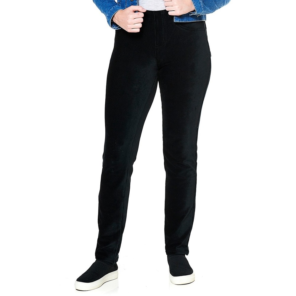 Hue Women's Straight Leg Corduroy‎ Pants, Black, Large